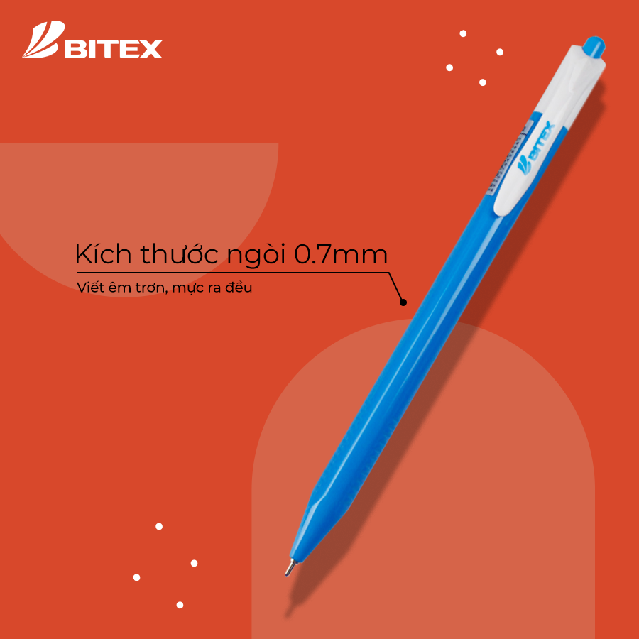 Bút bi Bitex mực xanh / đỏ / đen B02 ngòi 0.7mm (1 cây)