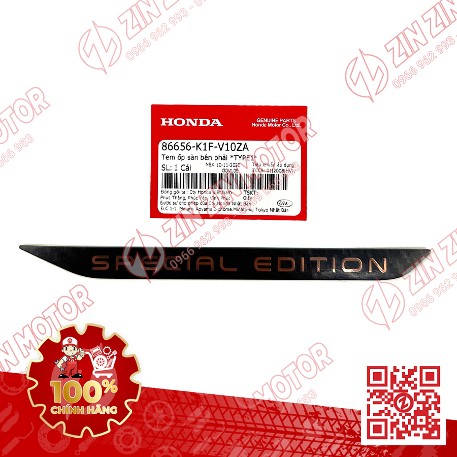 Mác phiên bản đặc biệt, tem chữ special edition ốp hông sườn ab 2020 2021 airblade 150 2020 86657k1fv10za, 86656k1fv10za
