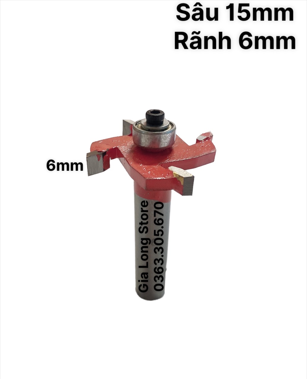 Mũi phay , mũi móc rãnh cuốc 4 cánh sâu 15mm rãnh 6mm