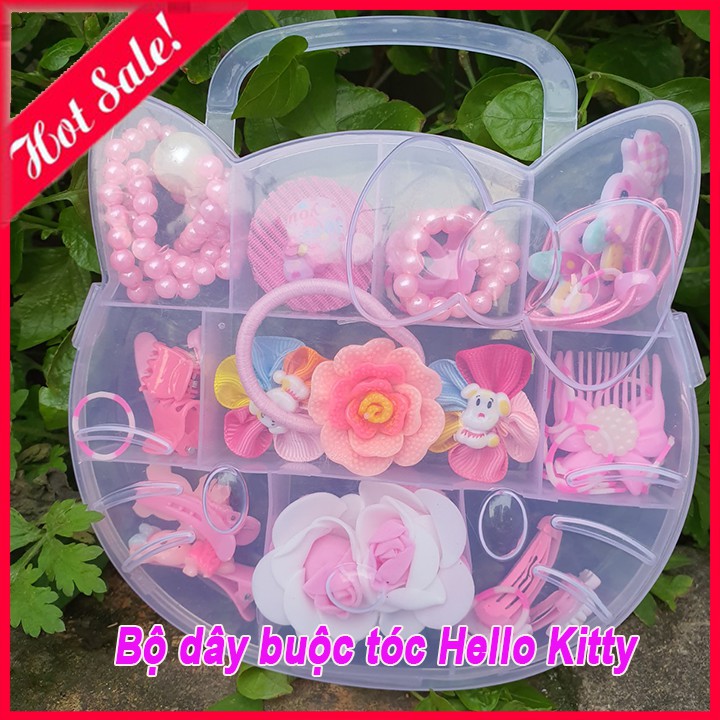 Hộp Dây Buộc Tóc Hello Kitty Đáng Yêu Cho Bé Gái
