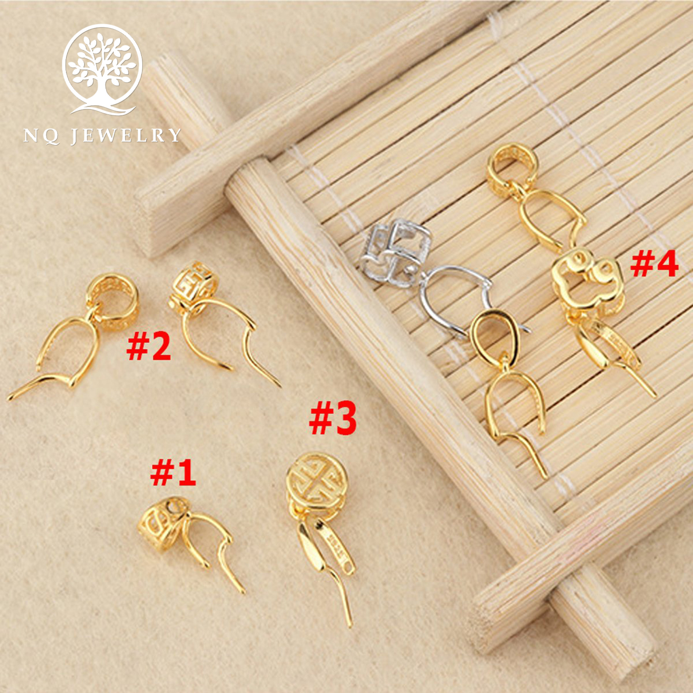 Khoen bạc móc mặt dây chuyền phật, tỳ hưu, hồ ly mạ vàng - NQ Jewelry