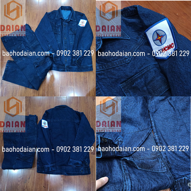 Quần áo jean điện lực cao cấp kèm logo điện lực tay - đủ size