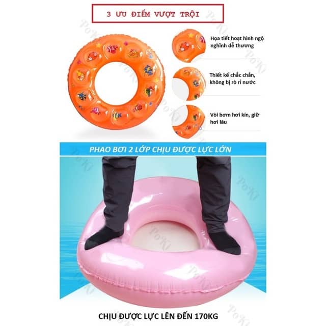 Phao Tròn Tập Bơi Cho Bé size 60-80- 90cm
