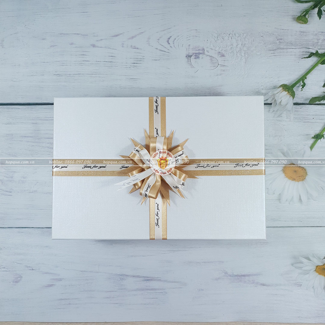 [Tặng thiệp + Giấy rơm] Hộp đựng quà lớn, hộp đựng quà tặng đẹp màu trắng 30x20x10cm - HQ03