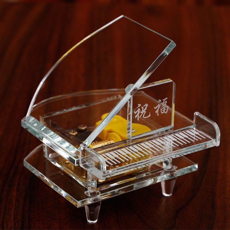 Hộp nhạc piano thủy tinh quà tặng, sinh nhật, trang trí