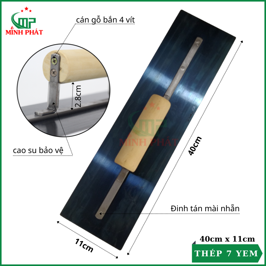 Dao Trét Bột Sơn Nước Minh Phát Hàng Cao Cấp Cán Gỗ 30cm 35cm 40cm