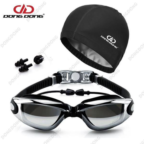 Bộ kính bơi tráng GƯƠNG DD66 - gồm Mũ bơi, Bịt tai kẹp mũi cao cấp  - DONGDONG