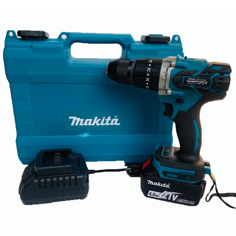 Máy Khoan Pin Makita 21V Không Chổi Than, Đầu 13 ly, 3 Chức năng Có Búa, Pin 10cell 4AH