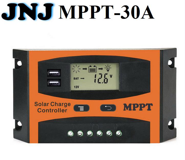 Bộ điều khiển năng lượng mặt trời 30A MPPT JNJ BỘ ĐIỀU KHIỂN NĂNG LƯỢNG MẶT TRỜI MPPT TỰ NHẬN DẠNG 12V,24V hiệu suất cao hơn,sạc pin năng lượng mặt trời, bộ điều khiển sạc pin năng lượng mặt trời
