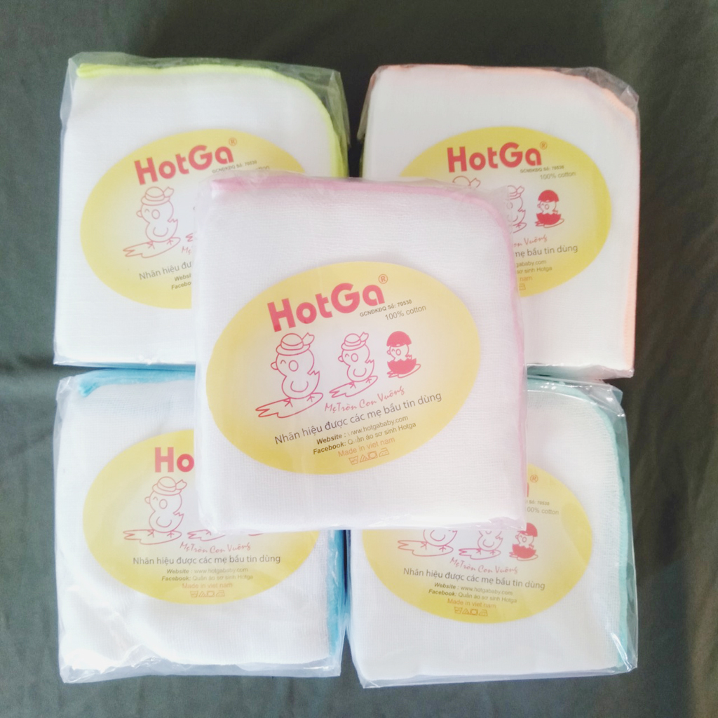 Khăn sữa xô cotton HOTGA 5 lớp (túi 10 cái)