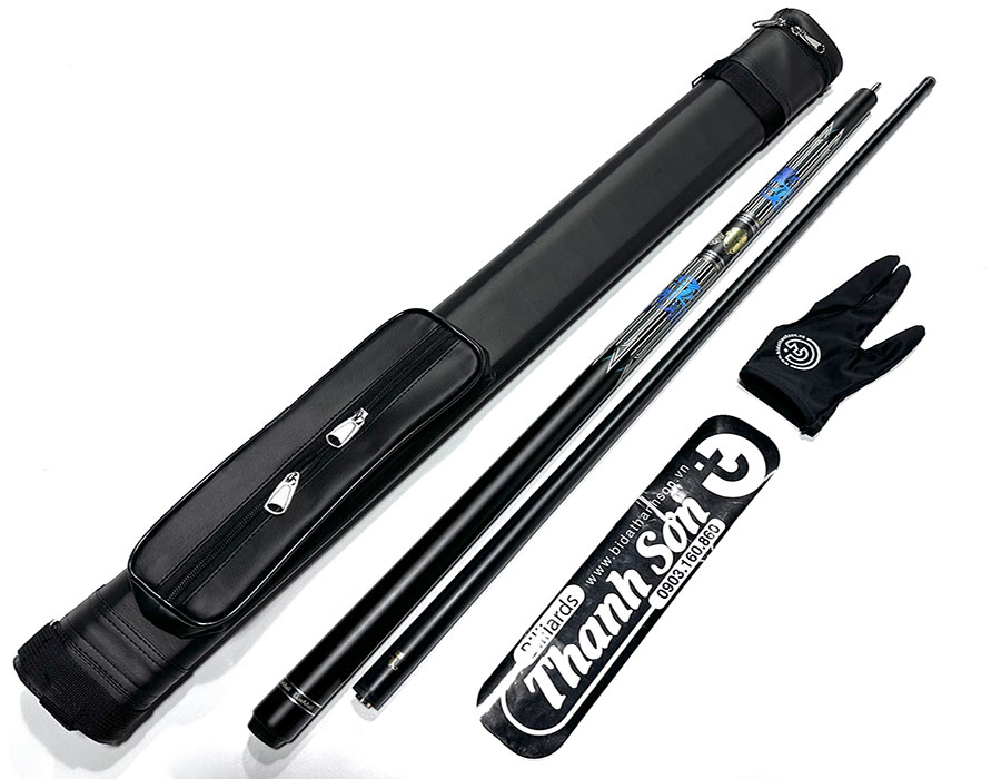 COMBO CƠ BIDA LỖ CUE MALL PHỦ CARBON [ BAO CƠ + BAO TAY ]