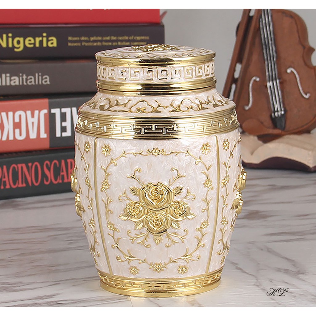 Lọ đựng chè đồng hoa văn cổ | lọ chè hợp kim đồng size to | lọ đựng trà size to | lọ trà tứ quý