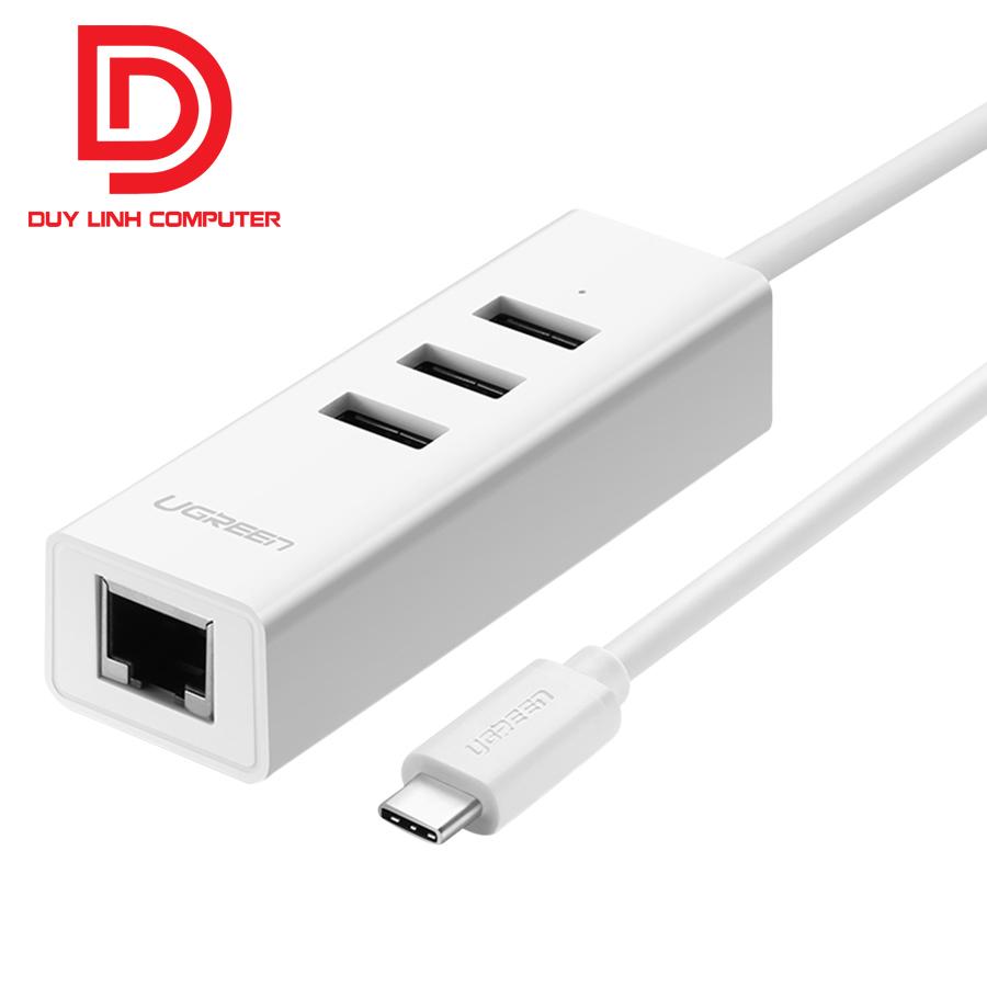 Bộ chia USB Type C To Hub USB 2.0 3 Cổng và 1 cổng Lan Ugreen 20792