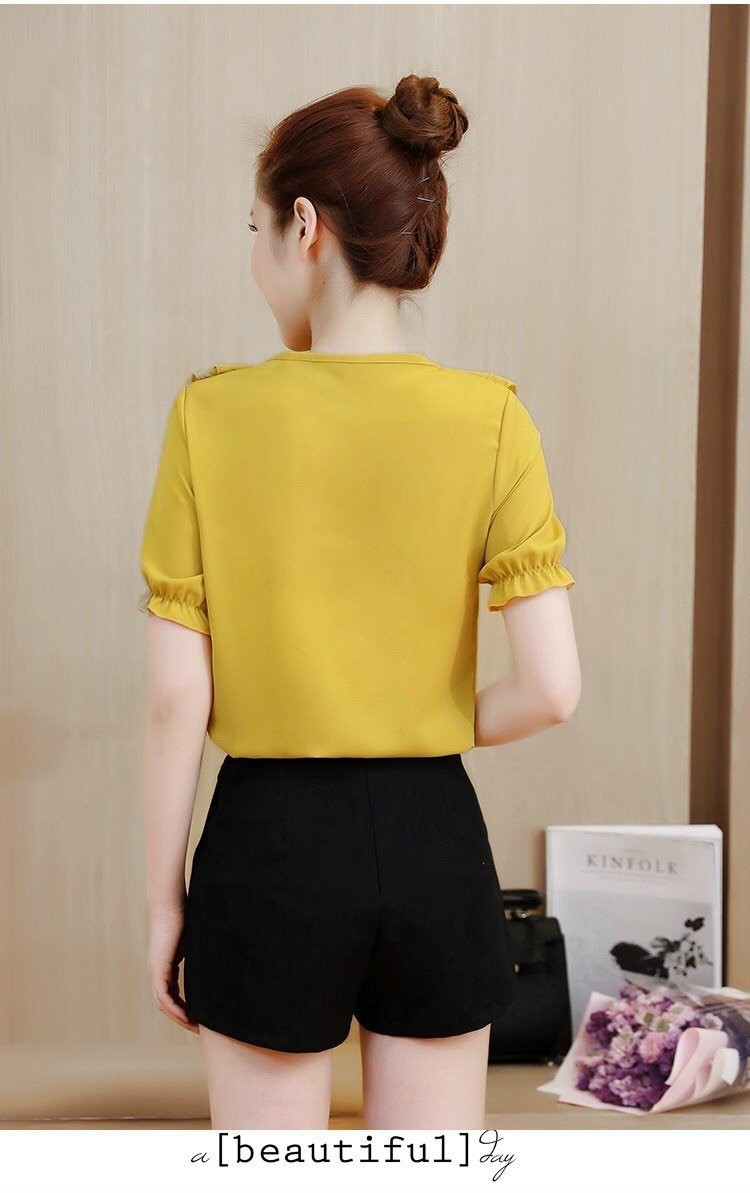 ÁO KIỂU CỔ BÈO PHỐI NƠ HARA_[Giá gốc tận xưởng]