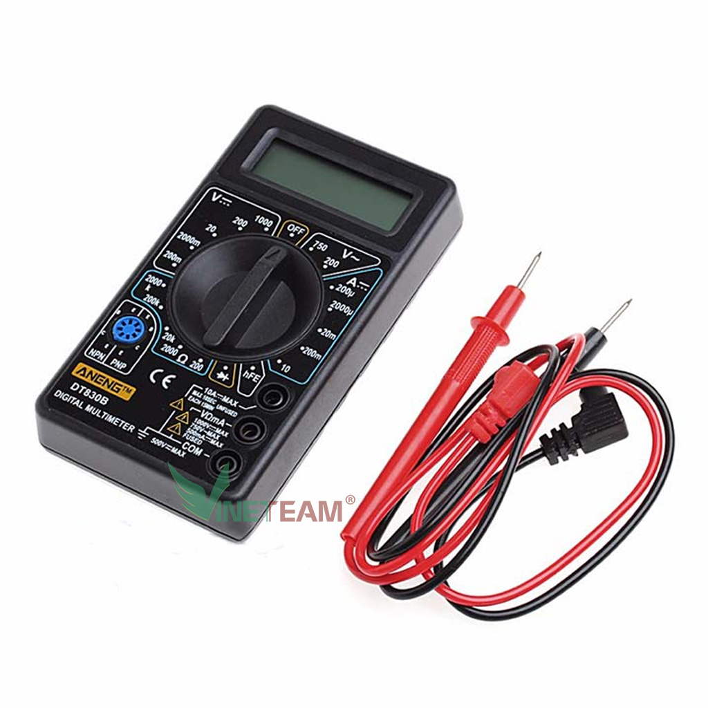 Đồng hồ đo điện Volt Ohm Amp AC/DC đa năng Digital Multimeter DT-830B cho thợ điện tử thiết kế nhỏ gọn (Đã bao gồm Pin)
