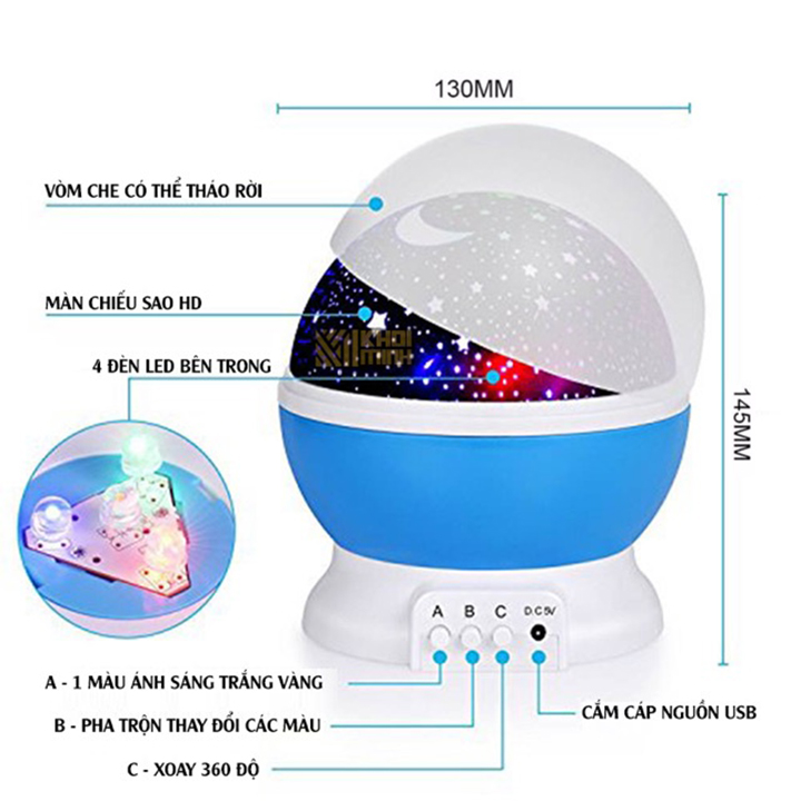 Đèn ngủ ngàn sao 3D tự động xoay 360 độ lấp lánh Star Master Pro