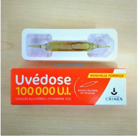 Vitamin D3 Uvedose 100.000 UI Pháp liều cho 3 tháng của trẻ em và người lớn