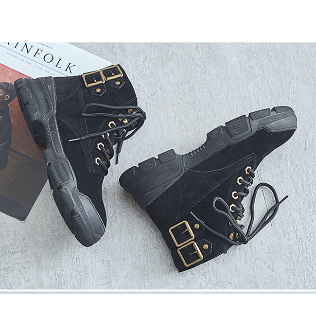 Giày boot nữ martin nhung retro Đồ Da Thành Long TLG 20469