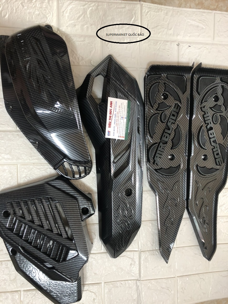 BỘ 4 MÓN XE AIRBLADE 2020-2021(125-150) GÁC CHÂN CACBON, PÔ E, QUẠT, PÁT PÔ CAO CẤP - QUỐC BẢO