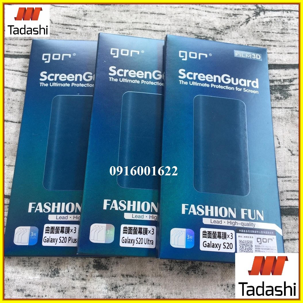 Bộ 3 miếng dán dẻo gor samsung s20, s20 plus, s20 ultra, s21 ultra, s22 ultra dán full màn 3d, bo viền cong - chính hãng gor
