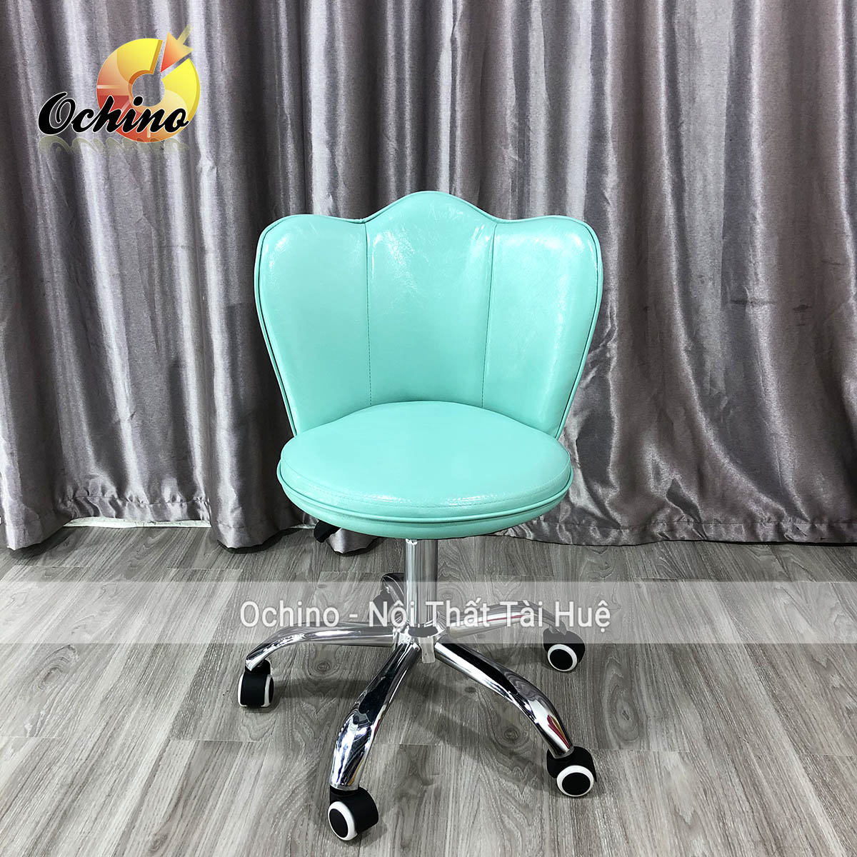 (FREE SHIP) Ghế Trang Điểm Xoay Bánh Xe, Ghế Xoay Spa Mẫu Sen Cách Điệu Điều chỉnh độ Cao từ 45 đến 55cm (có Sẵn)