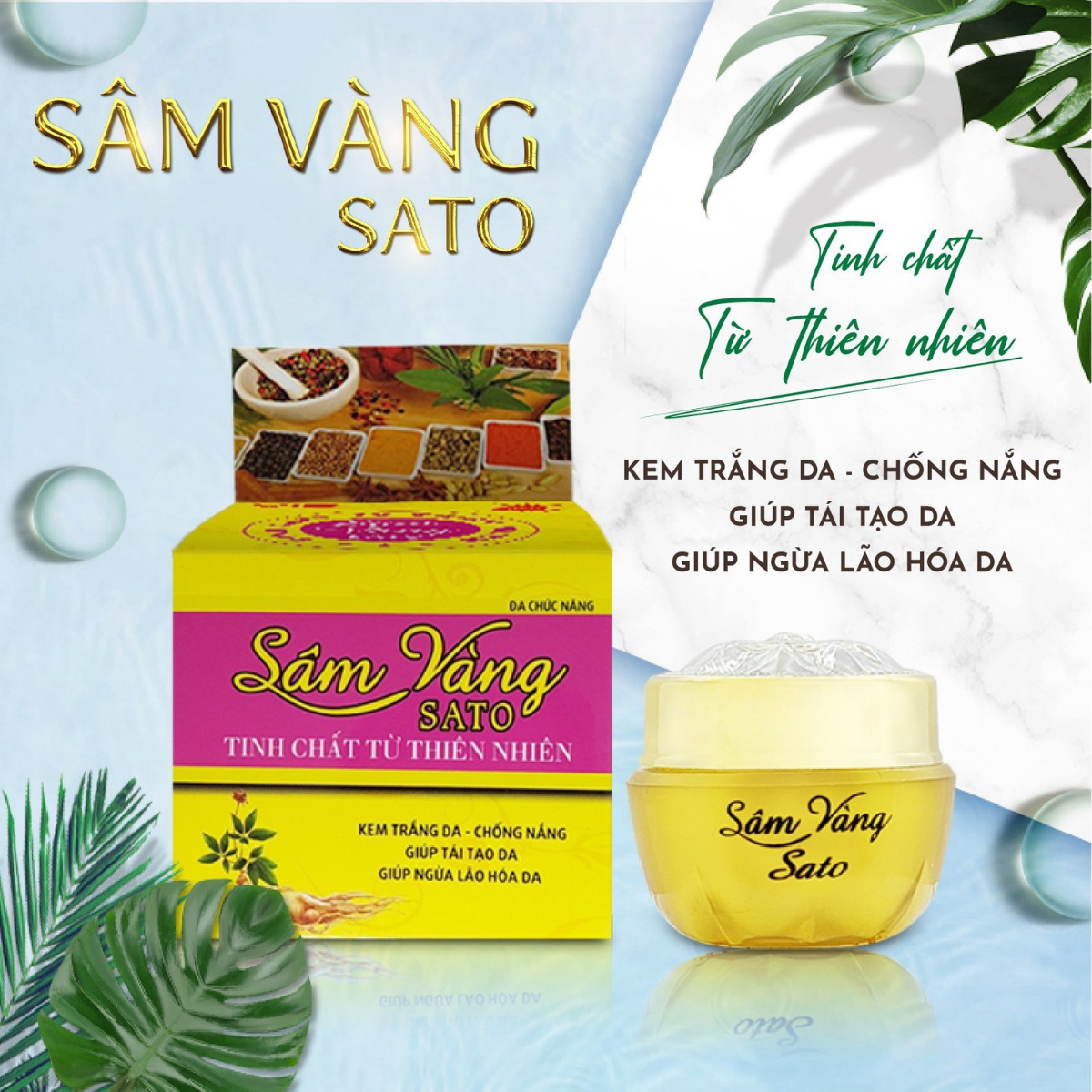 Kem sâm vàng trắng da sato tinh chất từ thiên nhiên 8g