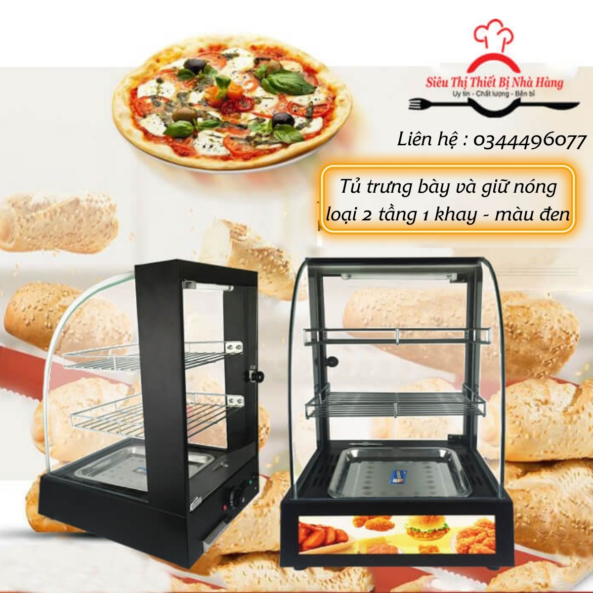 Tủ giữ nóng gà rán KFC loại 2 tầng 1 khay
