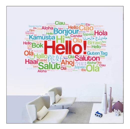 Decal trang trí chữ tiếng anh HELLO