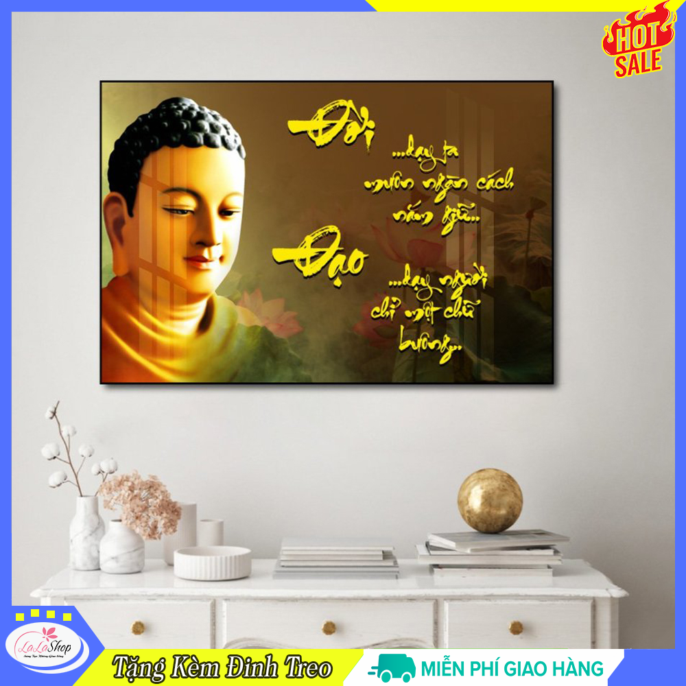 Lalashop - Tranh Phật treo tường có khung nhiều mẫu Tranh Treo Tường Phật Thích Ca Mâu Ni tặng kèm đinh tranh treo phòng thờ