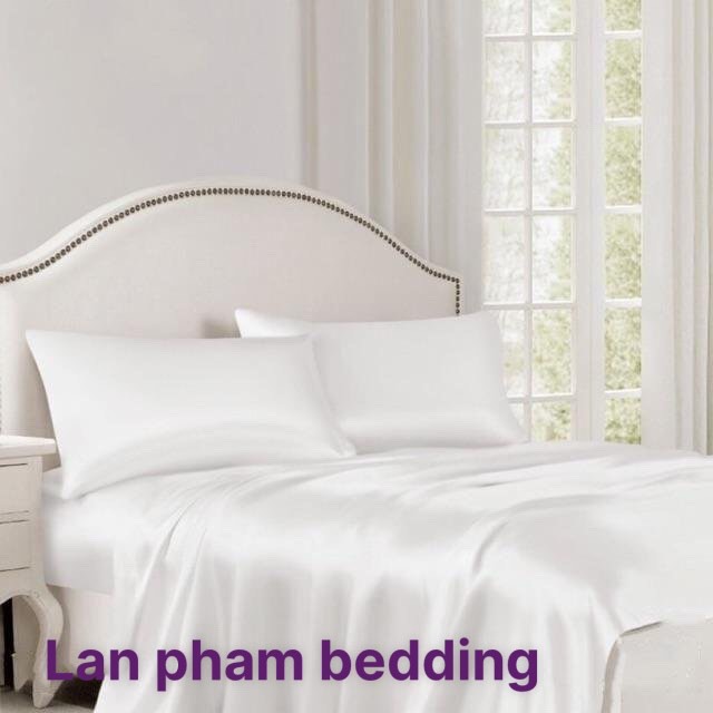 [HCM]( Lụa Loại 1) Ga - Drap Giường Lẻ Phi Lụa Lan Pham Bedding - Màu Trắng