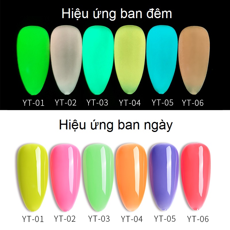 [HCM]Sơn gel AS - màu dạ quang phát sáng mã YT
