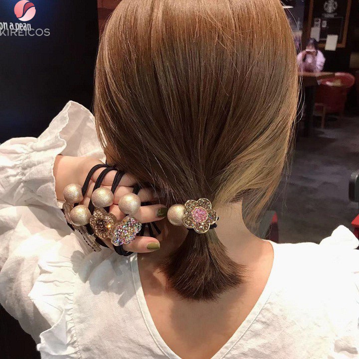 [HCM]Dây Cột Tóc Buộc Tóc Hình Hoa Đính Đá Hàn Quốc Cao Cấp – Màu Ngẫu Nhiên