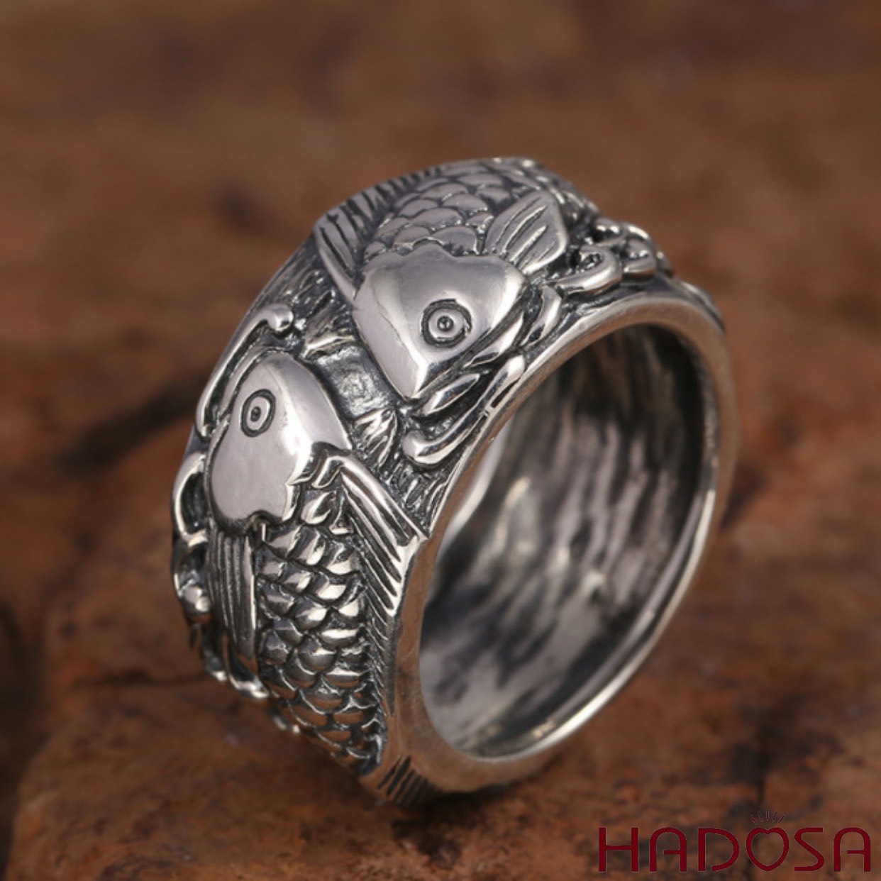 Nhẫn bạc nam cá chép phong thủy