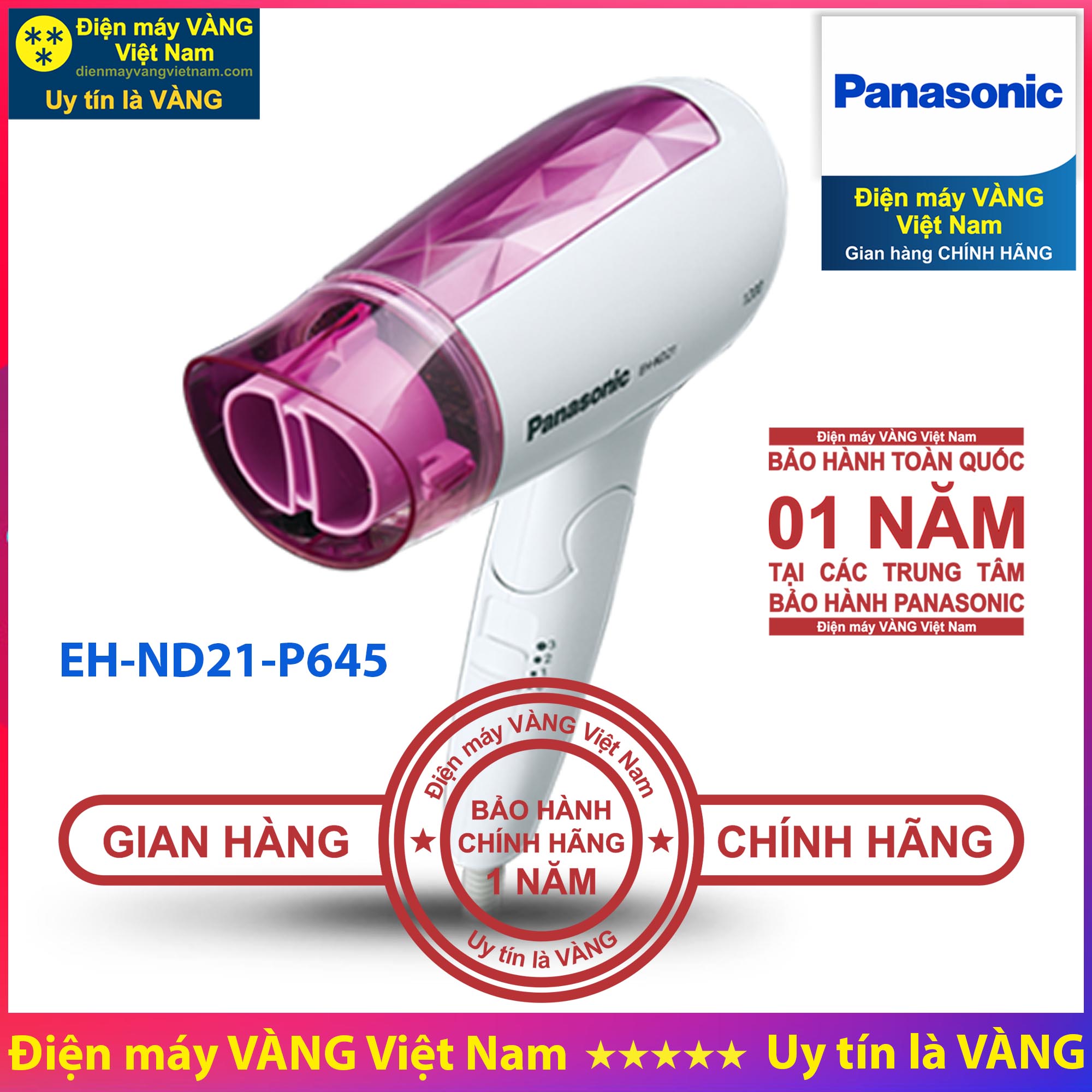Máy sấy tóc Panasonic EH-ND21-P645 (Trắng phối tím) - Hãng phân phối chính thức