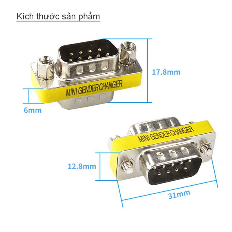 Đầu nối cáp RS232/DB9 2 đầu dương (Đầu jack nối DB9 2 kim) 