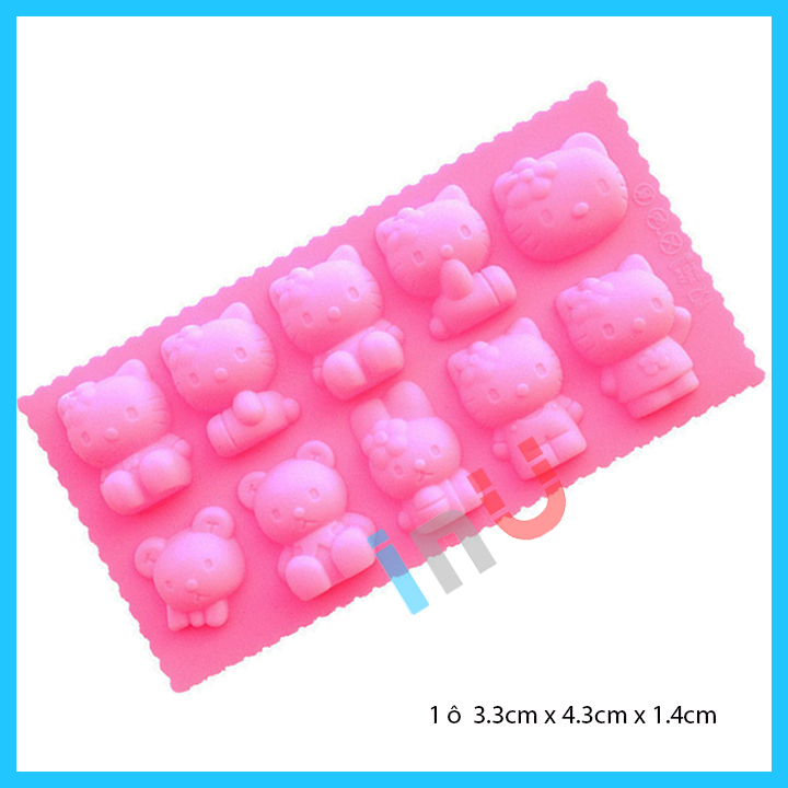 [HCM]Khuôn silicon mèo Hello Kitty gấu thỏ đổ socola rau câu làm bánh cho bé