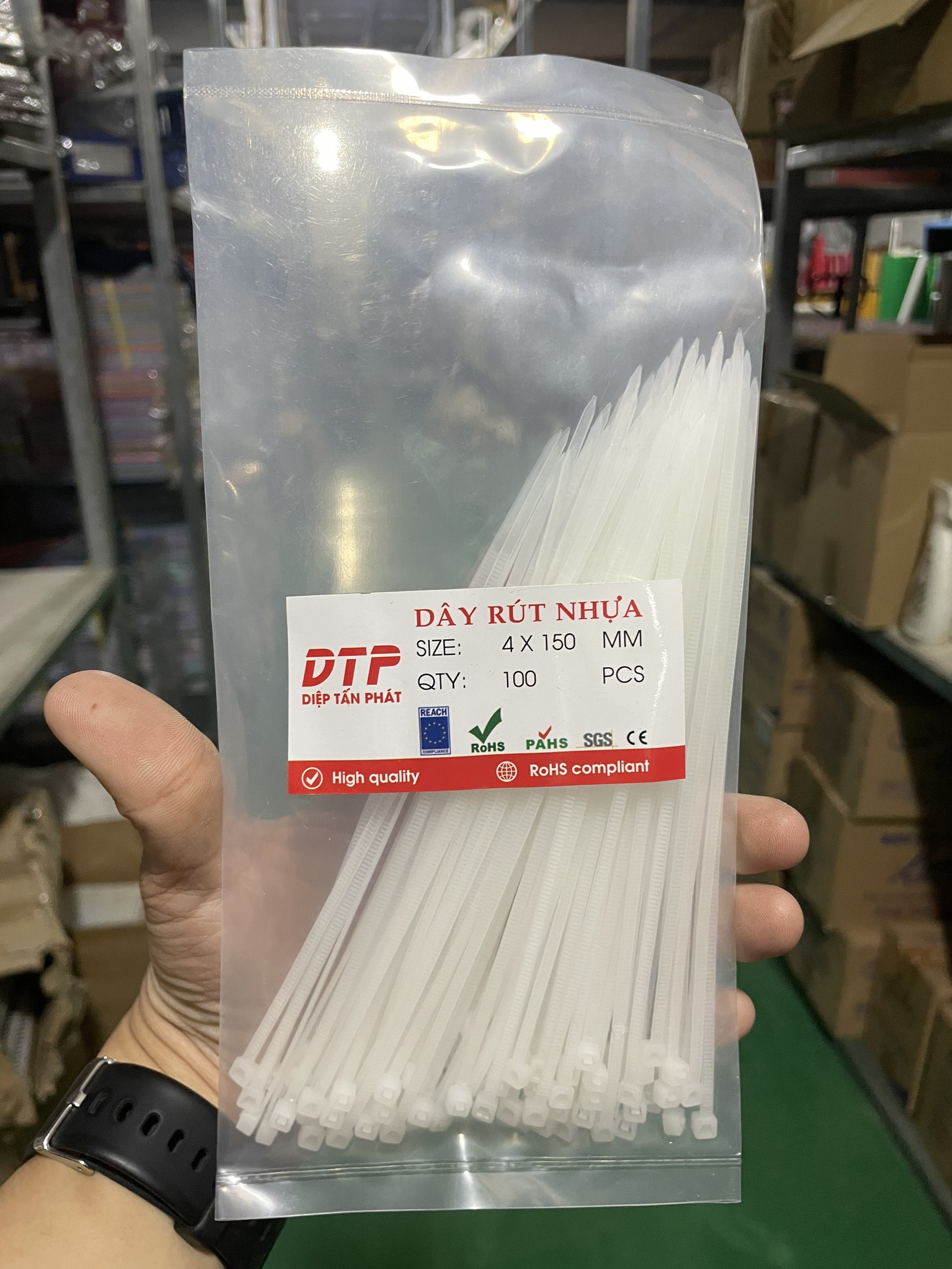 Bịch 100 Sợi Dây Rút Nhựa Diệp Tấn Phát Nhiều Kích Cỡ Màu Trắng Nhiều Kích Thước