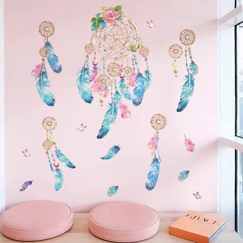 DECAL DÁN TƯỜNG LÔNG VŨ SẮC MÀU
