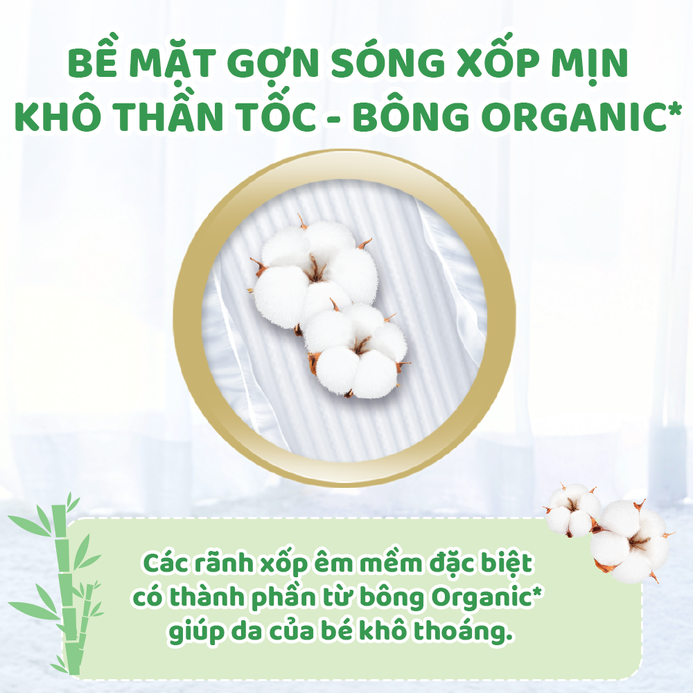 [Đơn 399K Tặng 2 miếng tã quần size L ]  Tã/bỉm dán Molfix Thiên nhiên Jumbo M (6kg - 11kg) - Gói 48+6 miếng