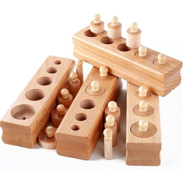 Giáo cụ Montessori - Bộ núm trụ (bản mini dùng tại nhà)