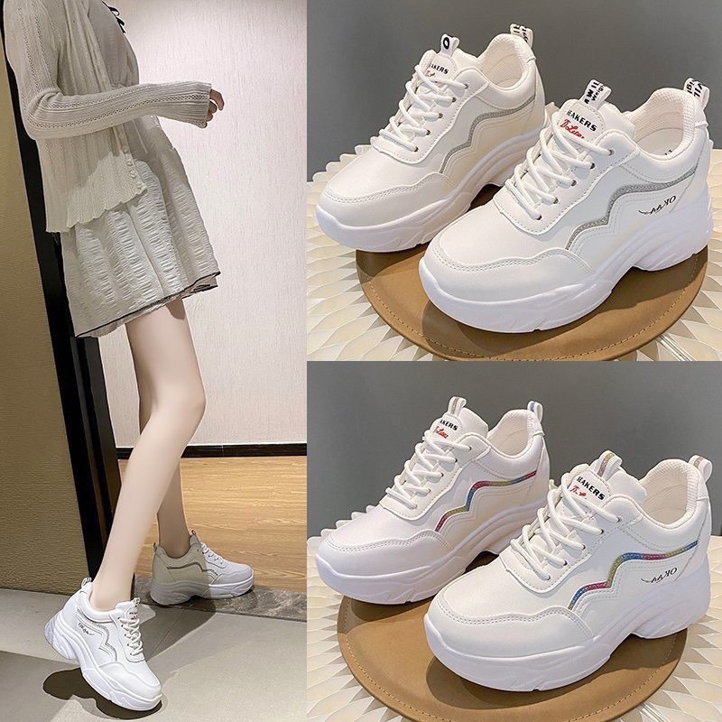 Giày trắng nữ độn đế tăng chiều cao 8cm