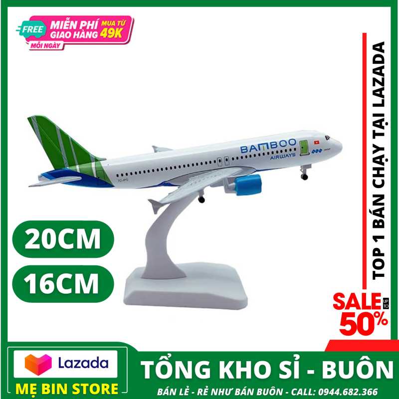 Máy bay mô hình kim loại sáng (Bamboo airway) kích thước 16cm20cm