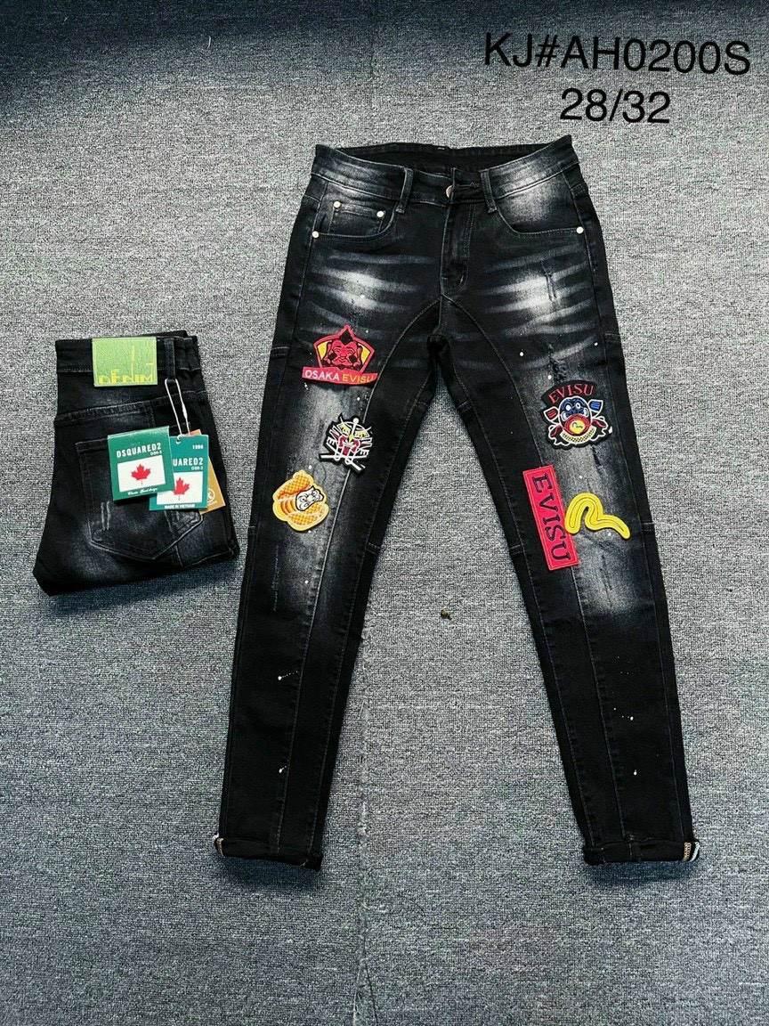 Quần jean nam dài xanh rách gối thêu chữ đẹp nhiều mẫuchất jean dày dặn kiểu dáng trẻ trung giá tốt KAYSTORE