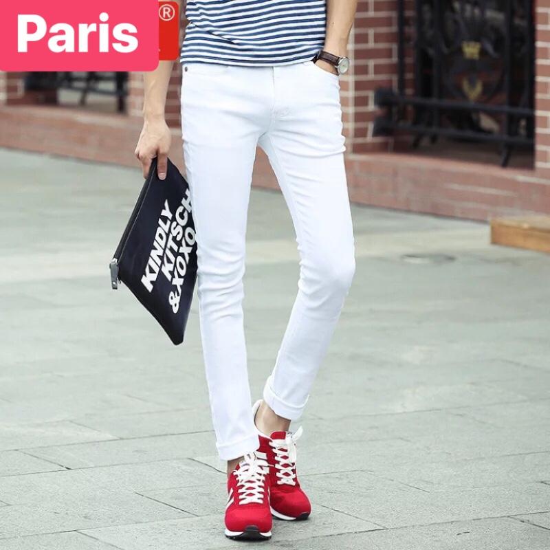 QUẦN JEAN NAM CHẤT BÒ TRẮNG TRƠN PHONG CÁCH SOÁI KA CAO CẤP DB-25- PARIS FASHION