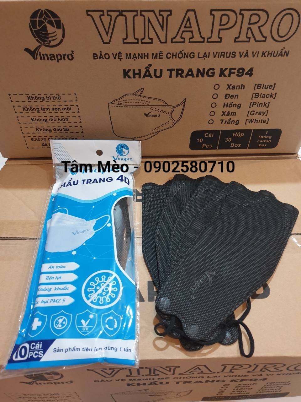 Khẩu trang KF94 Vinapro 4 lớp (1 bịch 10 cái)