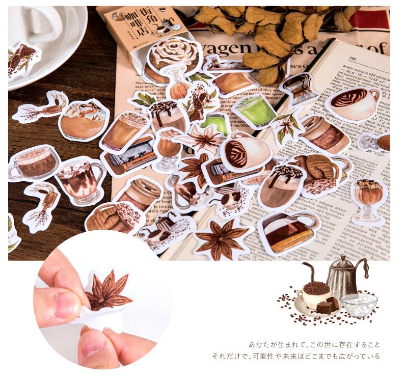 Bộ 45 Sticker Ly Cafe E115