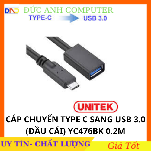 Cáp chuyển Type C ra USB thường OTG hiệu Unitek YC - 476 - bảo hành 12 tháng cam kết sản phẩm đúng mô tả chất lượng đảm bảo