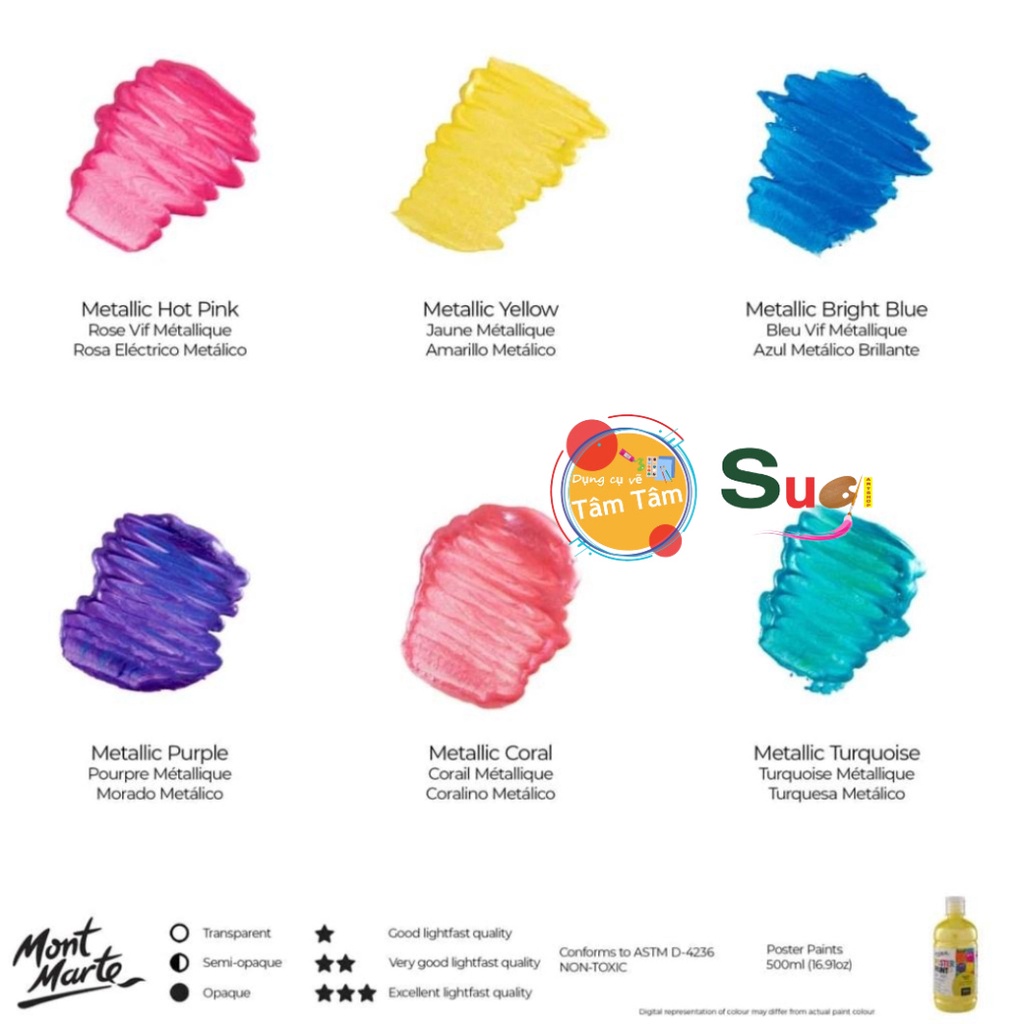 [ TÂM TÂM ] Màu Poster Paint Mont Marte 500ml ( Metallic Poster , Fluoro Poster )