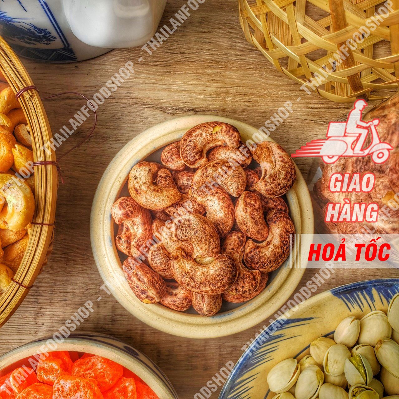 Hạt Điều Rang Muối - Nguyên Hạt Vỏ Lụa - Lon 500gr