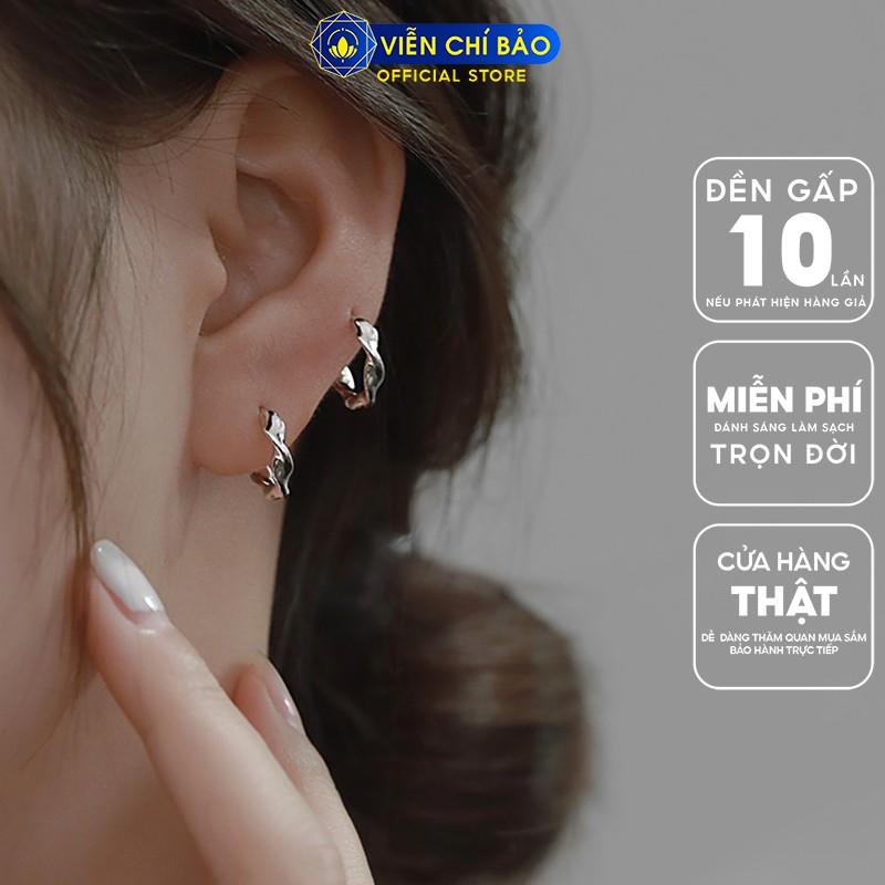 Bông tai bạc nữ khóa tròn xoắn chất liệu bạc 925 thời trang phụ kiện trang sức nữ Viễn Chí Bảo B400606x